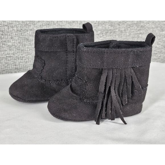 RISING STAR BABY GRAY HIGHTOP BOOTS WITH FRING ON SIDES - SIZE 3-6 MONTHS - Picture 2 of 8